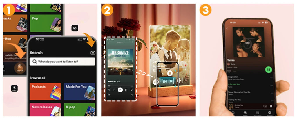 Placa Acrílica Personalizada con Foto y Música Spotify – Luz LED Nocturna | Regalo Premium