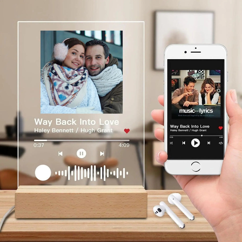 Placa Acrílica Personalizada con Foto y Música Spotify – Luz LED Nocturna | Regalo Premium