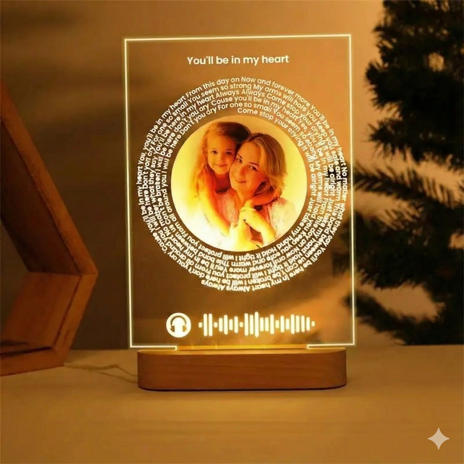 Placa Acrílica Personalizada con Foto y Música Spotify – Luz LED Nocturna | Regalo Premium