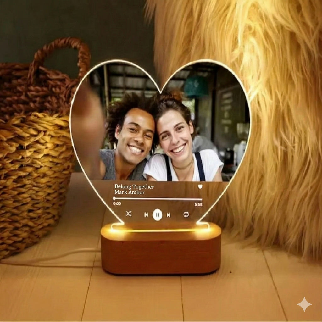 Placa Acrílica Personalizada con Foto y Música Spotify – Luz LED Nocturna | Regalo Premium