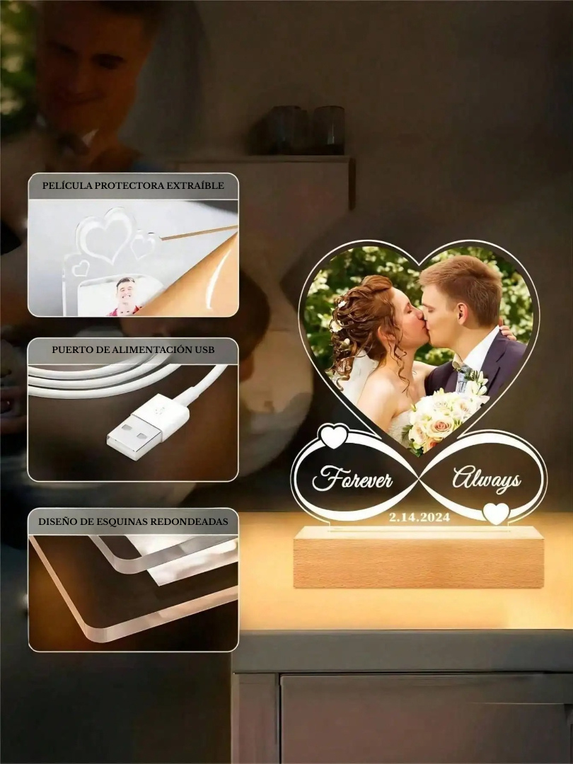 Marco Corazón Acrílico Personalizado con Foto – Regalo de Aniversario