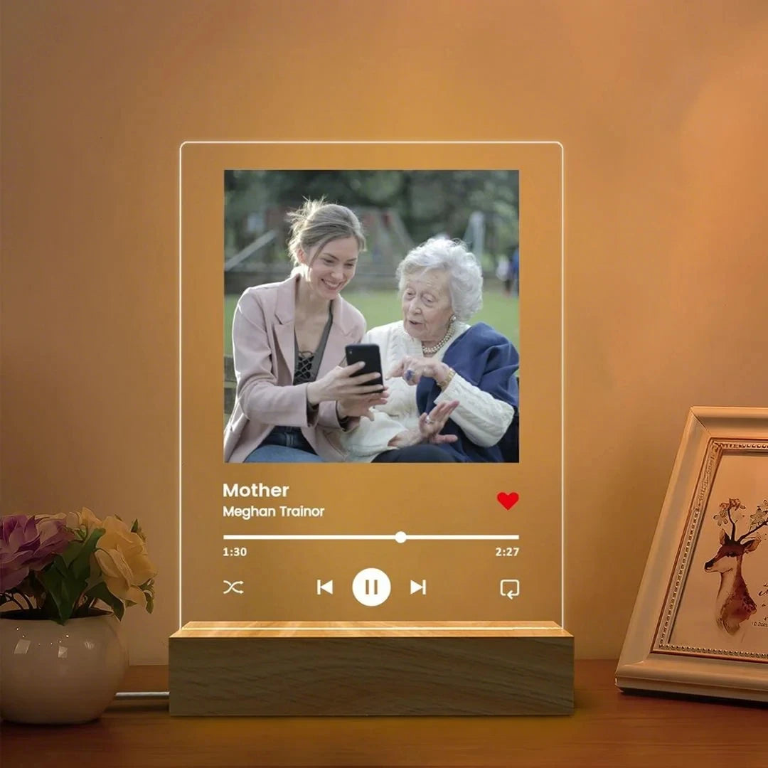 Placa Acrílica Personalizada con Foto y Música Spotify – Luz LED Nocturna | Regalo Premium