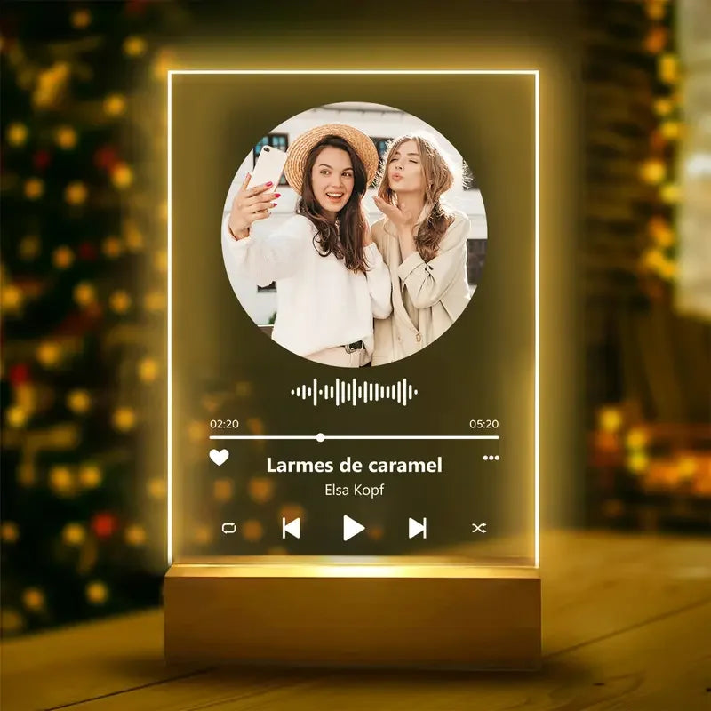 Placa Acrílica Personalizada con Foto y Música Spotify – Luz LED Nocturna | Regalo Premium